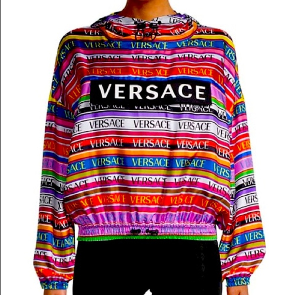 NWT Versace Silk Popover Logo hoodie
